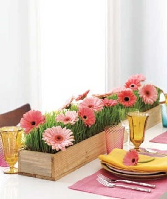 compositions florales table pot bois