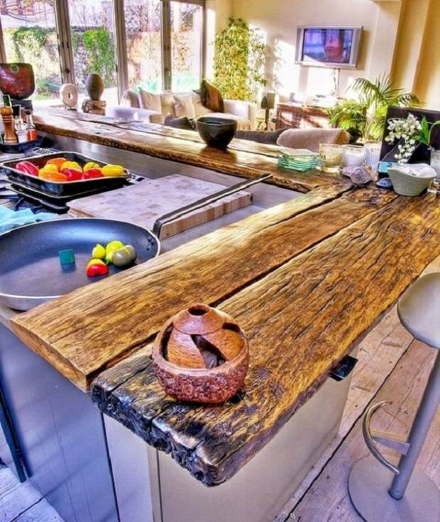 comptoir cuisine bois rustique