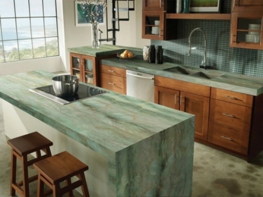comptoir cuisine marbre vert
