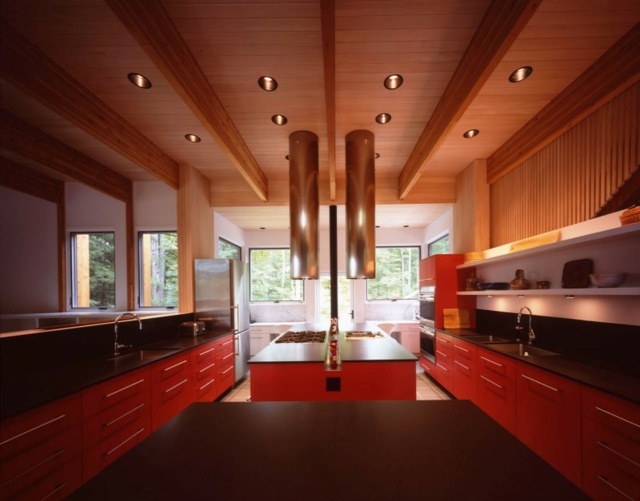 comptoir cuisine moderne rouge