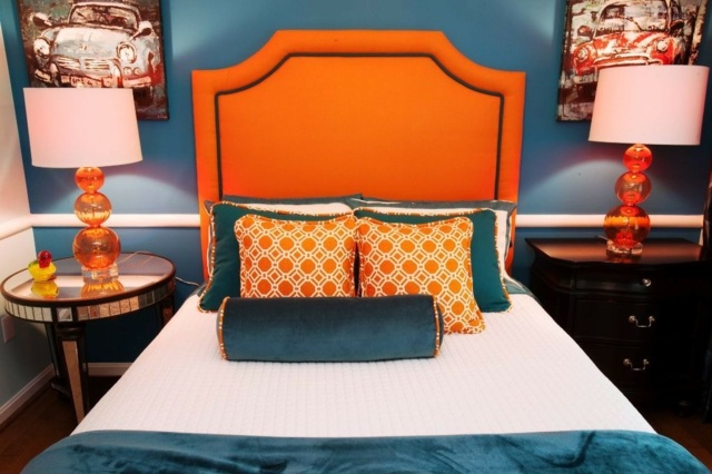 couleur pour chambre à coucher bleu orange