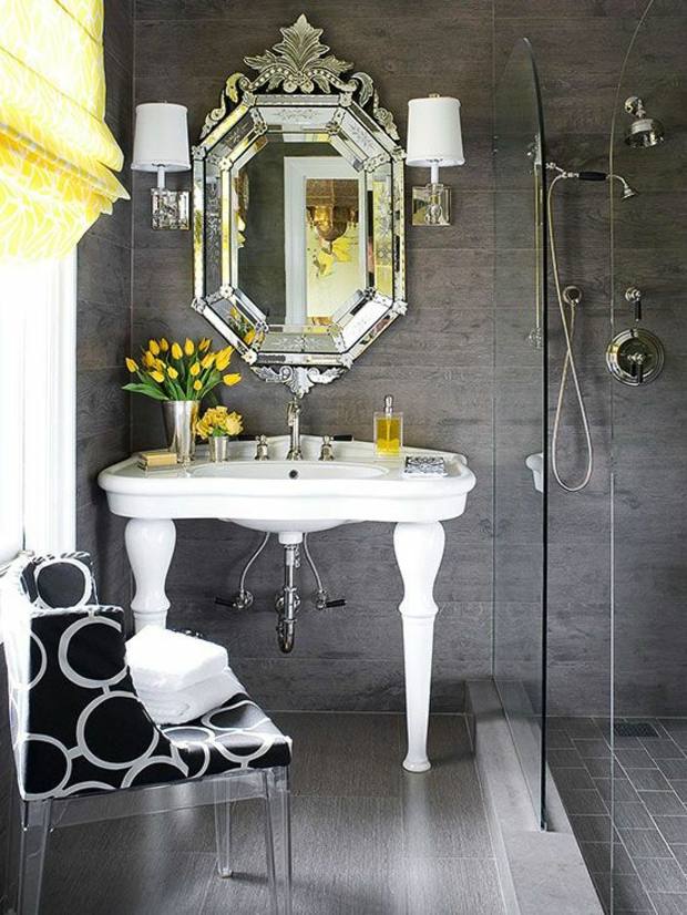 couleur salle de bain nuances grises style baroque