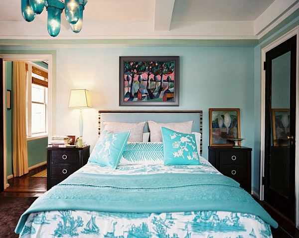  chambre adulte couleurs relaxante bleu touche tropicale