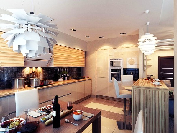 cuisine moderne led lampes plafond