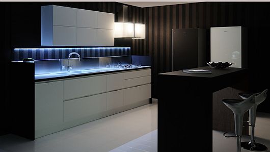 cuisines de design moderne blanc métallique noir