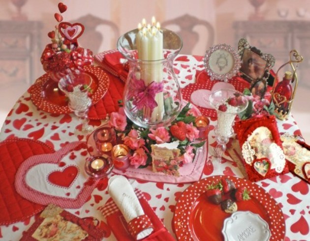 décoration de table Saint Valentin riche