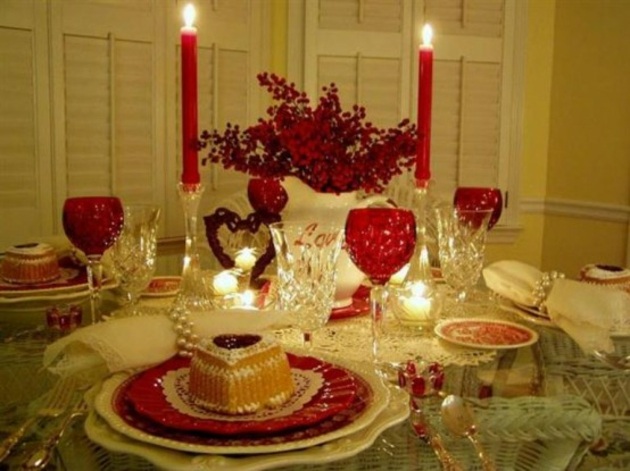 décoration table Saint Valentin romantique