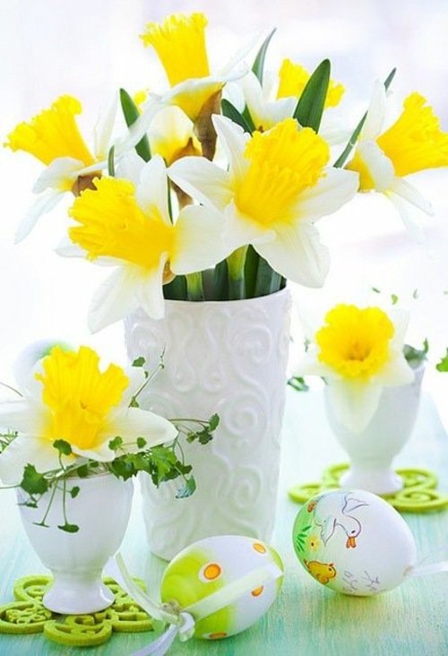 déco table printemps jaune blanc