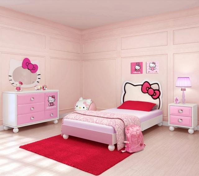 décoration chambre fille rose kitty