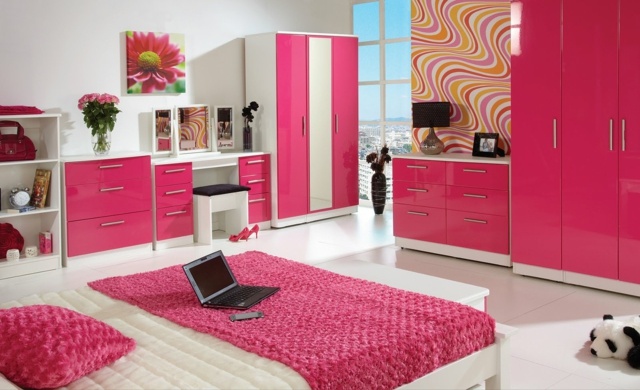 décoration chambre fille rose moderne