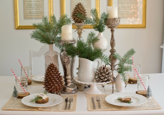 décorer la table de Noël rustique 