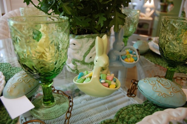 décoration table lapins porcelaine
