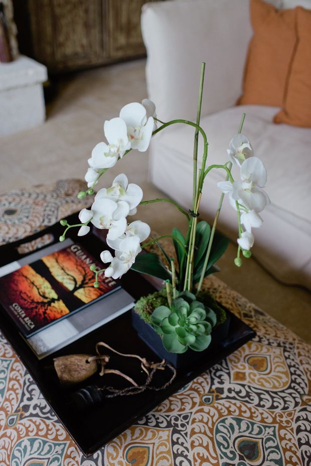 decoration table salon orchidee blanche