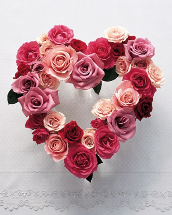 déco Saint Valentin roses sur coeur