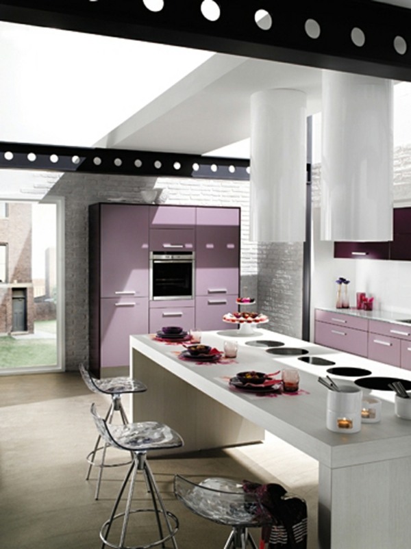 deco cuisine blanc violet