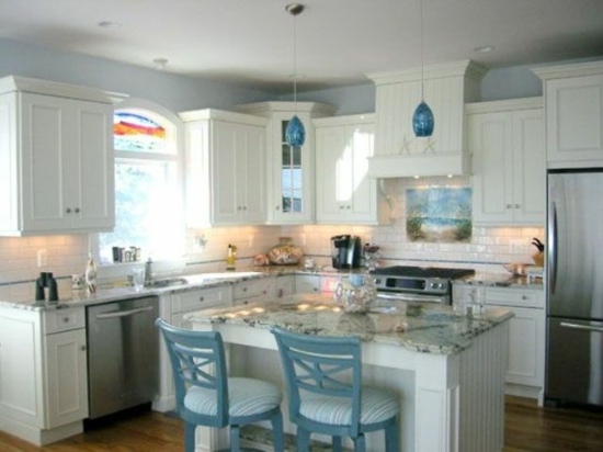 cuisine marine bleu blanc meuble maison mer vacances
