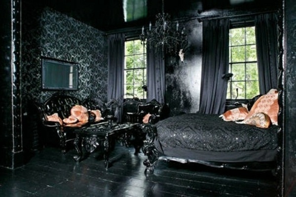 déco gothique chambre meubles noirs