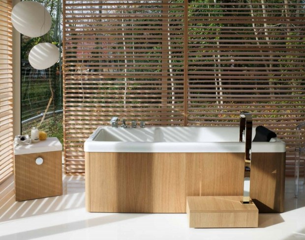 deco salle de bain cloison bambou style rustique