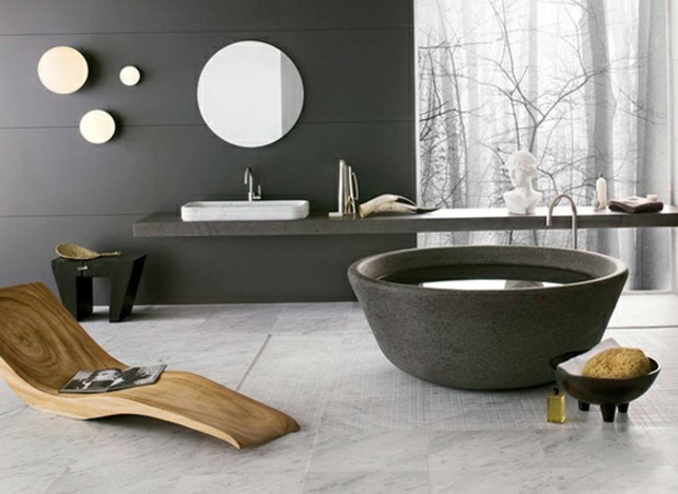 deco salle de bain minimaliste deux nuances grises