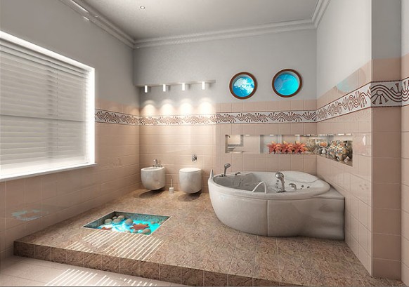 decoration salle de bains contemporaine pierre