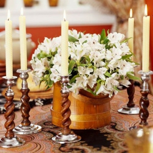 deco table bougies fleurs