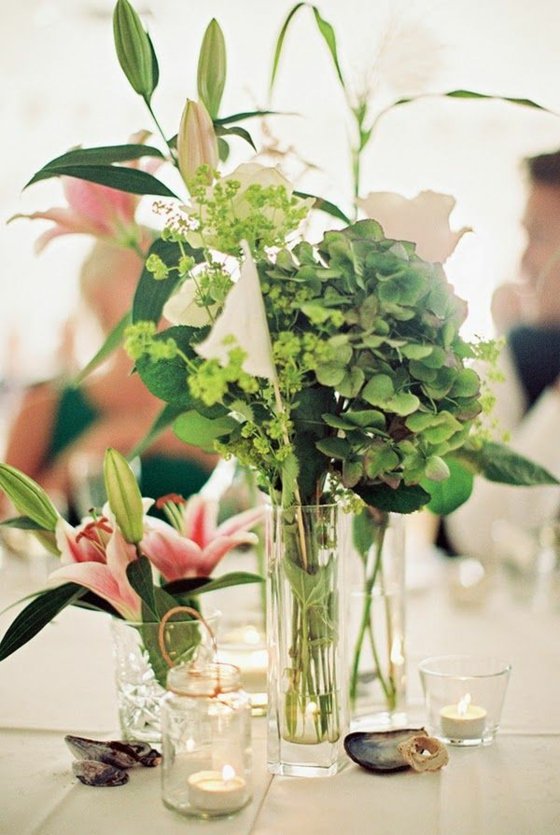 deco table fleur lys hortensia centre