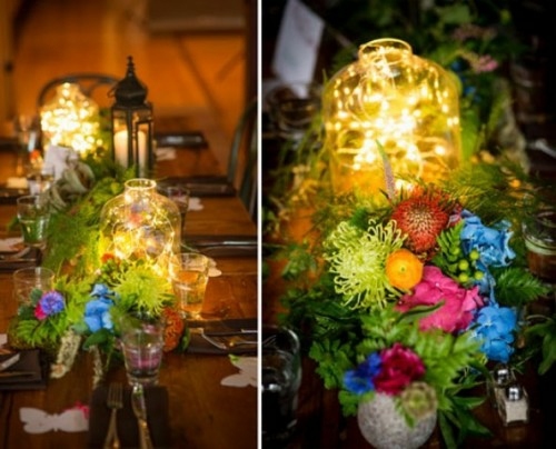deco table mariage fleurs lanternes