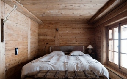 decoration chambre coucher bois chalet