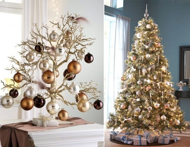 décoration-de-Noël-couleur-marron-sapin-cadeaux