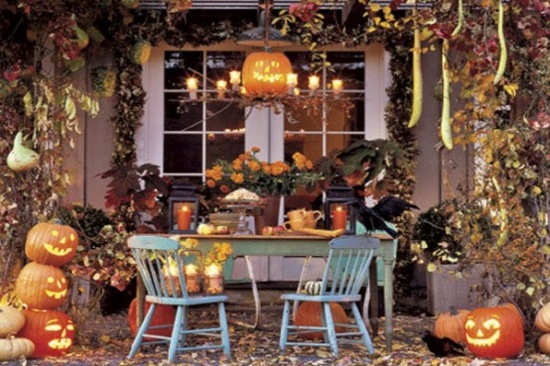 decoration jardin halloween citrouilles