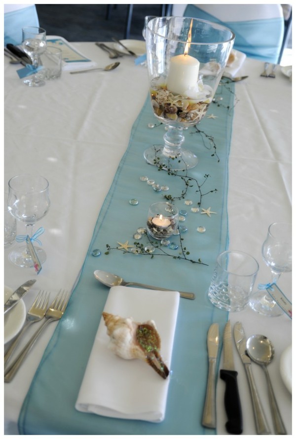 décoration mariage table blanc bleu souvent utilisé 