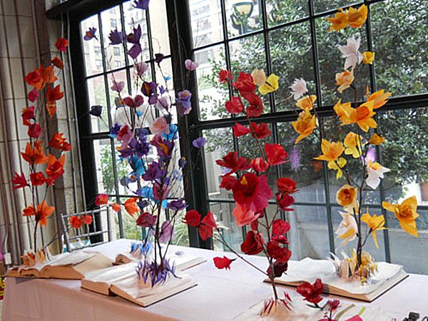 décoration papier table fleurs originale