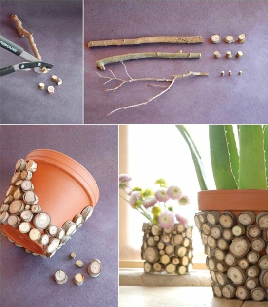 decoration pots fleurs bois diy