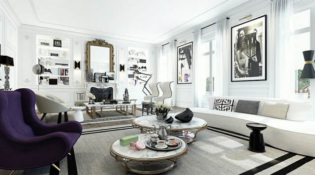 decoration salon moderne noir blanc