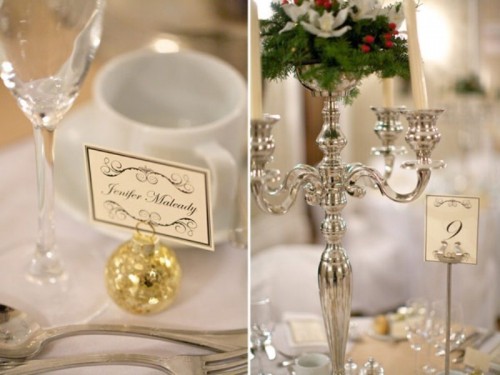 decoration table mariage hiver bougeoir argent marque place