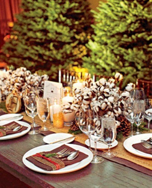 decoration table mariage hiver noel reception pin