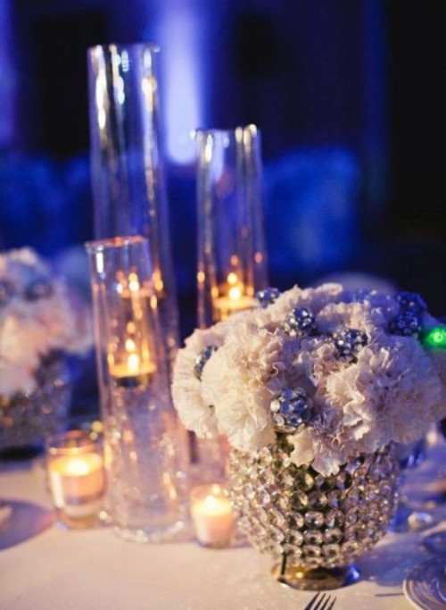 decoration table mariage hiver verre cristal