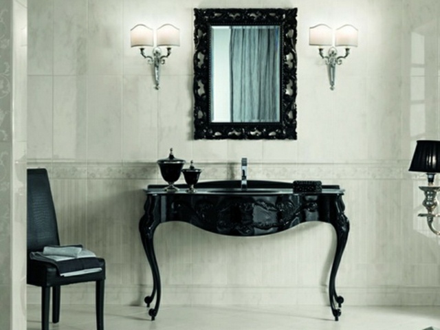 Meuble sous lavabo en forme de table par Gardenia Orchidea design italien noir 