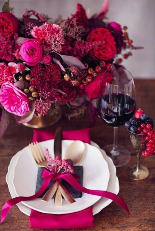 des nuances rose violet déco de table raffinée