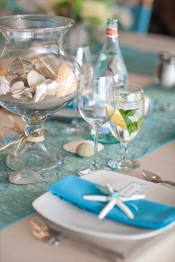 bocal corail objets déco mariage marin plage mer