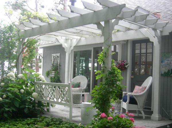design blanc bois pergola jardin