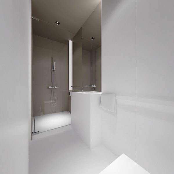 Salle d'eau simple et pratique en blanc design