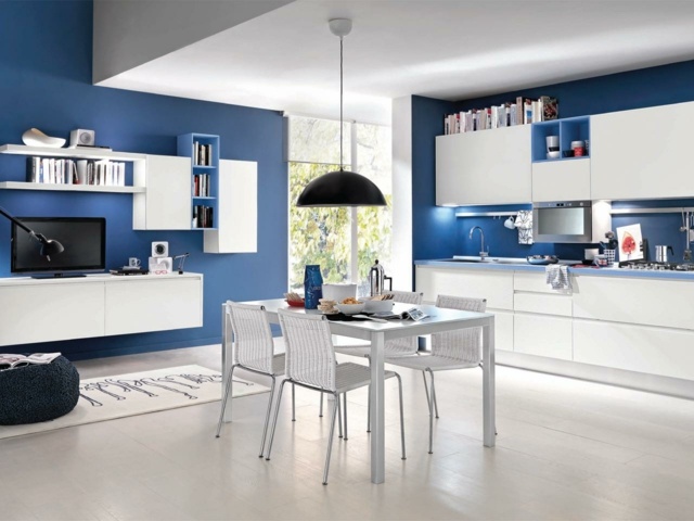 design cuisine blanc bleu