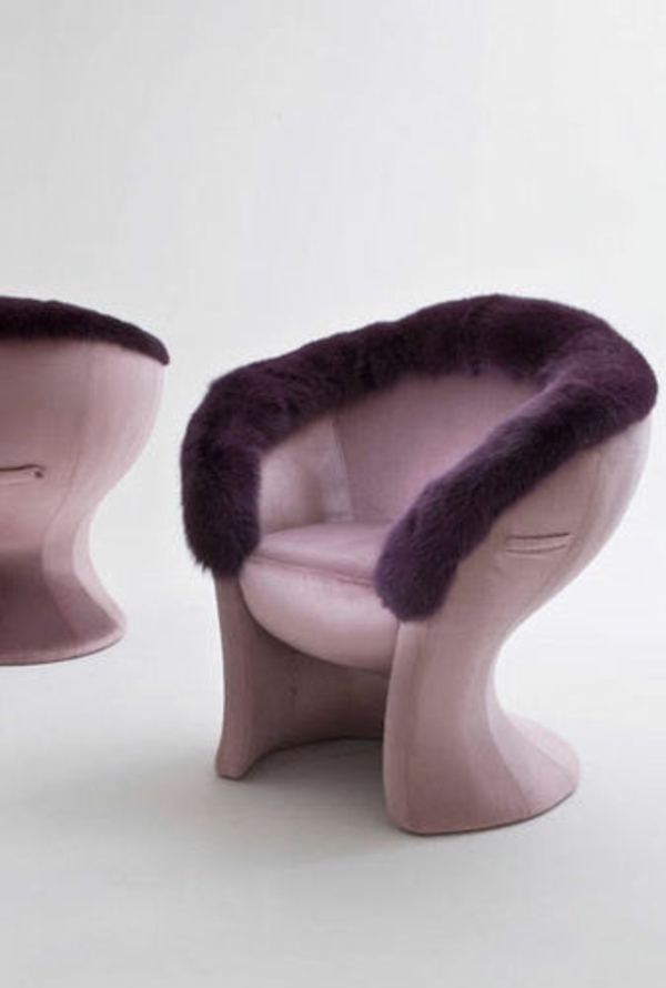 design fauteuil fourrure rose moderne