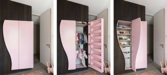 design interieur armoire chambre fille rose