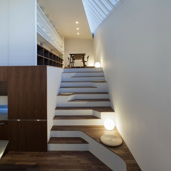 design intérieur escalier japon bois siege