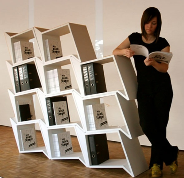 design meuble contemporain bibliothèque blanche