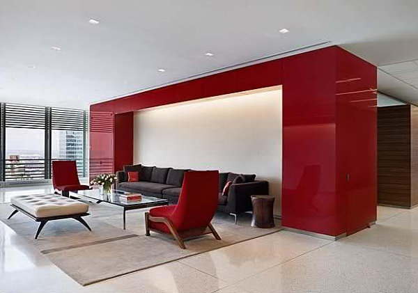 design rouge mur rouge salon