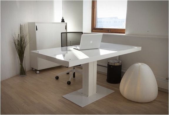desk milk bureau design plateau poli blanc