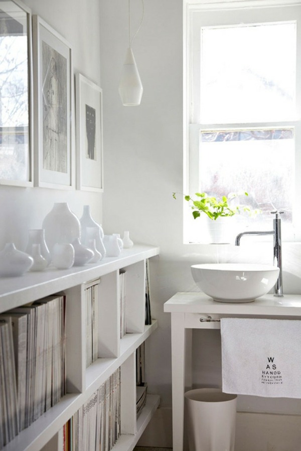 detail lavabo etageres blanches